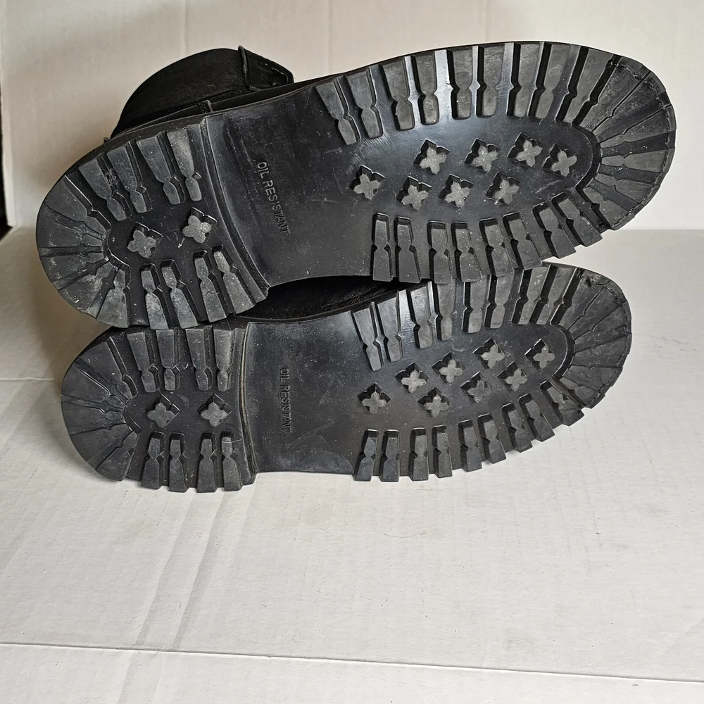 Sears Vintage Oil Resistance Black Men's 11D. Leather Boots. Lace Up. - Picture 3 of 7